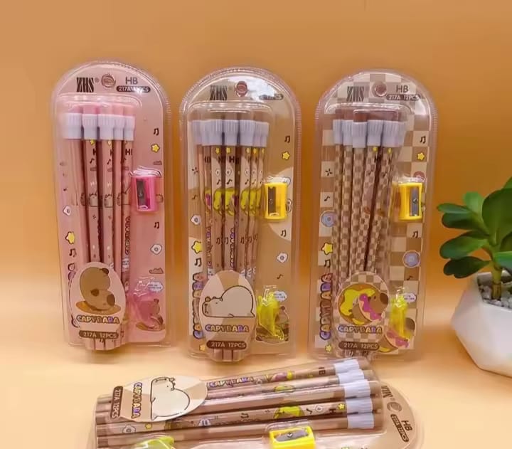 Set de 12 Lápices HB y sacapunta Capybara - Imagen 2