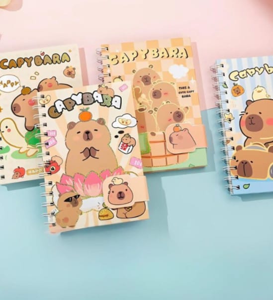Libreta con espiral Capybara- hojas con diseños